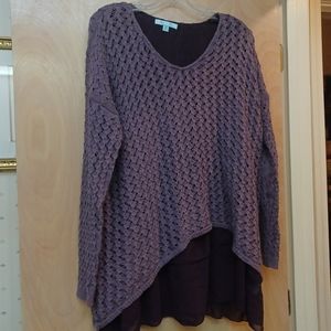 Purple knit layer Pullover sweater top M Fransecas She and Sky M